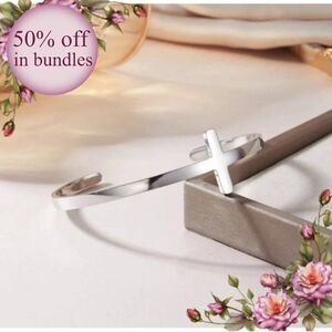 Stainless steel Cross Decor Cuff Bangle
